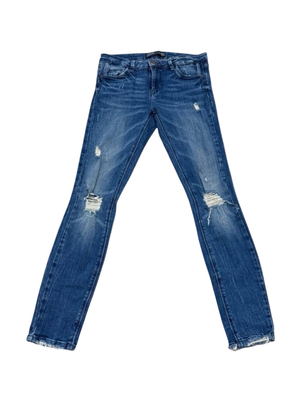 Women’s Zara Blue Denim Distressed Skinny Jeans Size 26